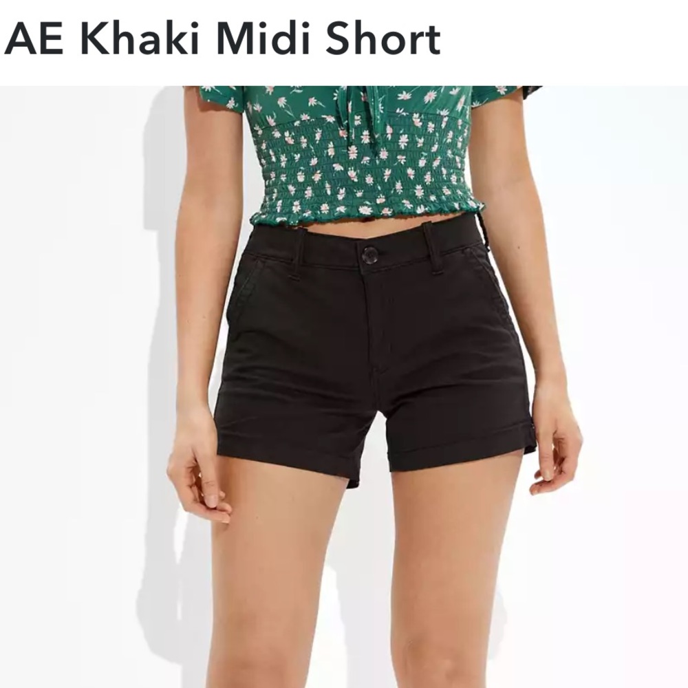 American Eagle Black Khaki Midi Shorts NWOT sz 00